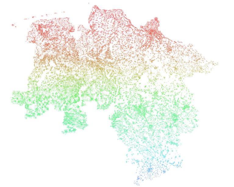 Eine Karte von Niedersachsen bestehend aus vielen einzelnen Punkten